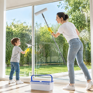 Fabrikneuer Langstiel-Edelstahl-Abzieher mit austauschbarem Gummiwischer für Auto, Glas, Dusche und Fensterreinigung, mit <span class=keywords><strong>Eimer</strong></span> - Product Image 5