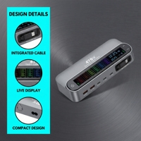 Stasiun Pengisian Daya Desktop GaN 470W 5-Port Pengisi Daya Cepat Multi-Perangkat dengan Port PD 140W & Layar Berwarna untuk Laptop dan Ponsel