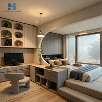 Lit tatami moderne sur mesure avec bureau intégré, armoire murale, rangement, meuble multifonctionnel pour chambre à coucher