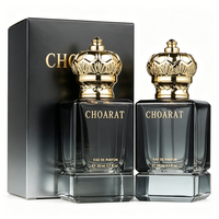 Flacon de parfum de luxe exquis personnalisé, flacon de parfum vintage carré à fond épais noir transparent, 100 ml, 50 ml, 30 ml avec boîte