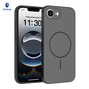 Étui de luxe magnétique antichoc pour iPhone 17e, sensation peau, protection précise des objectifs, <span class=keywords><strong>noir</strong></span>/gris - Product Image 1