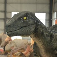 Costume de dinosaure Velociraptor ambulant - Costume adulte pour parc d'aventure, extérieur et intérieur, avec composants métalliques pour utilisation en jardin