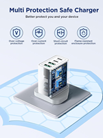 Chargeur USB-C 40W à charge rapide, 4 ports, multi-chargeur pour iPhone 16 15 14, adaptateur double port PD + prise murale QC, alimentation USB de bureau