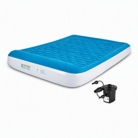 Matelas Gonflable Bleu Floqué Grand Format avec Pompe AC Intégrée, Tissu PVC Floqué, Portable et Pliable pour le Camping en Plein Air - Vente en Gros