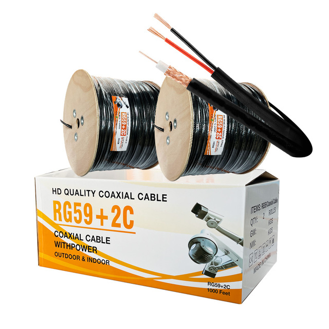 OEM High-Speed Ethernet RG59+2C CCTV Cable PVC Coaxial RG59 Cable Video with Power Cable for Camera Wholesale