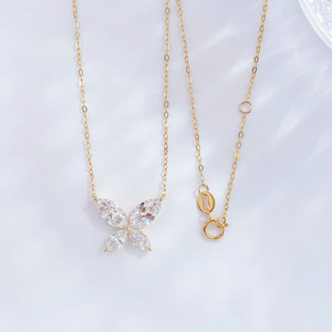 18K Gold Labor-Gezüchteter Diamant-Anhänger Halskette Vierblättriges Kleeblatt Luxuriöser Modischer Marquise-Schliff Damen Feiner Schmuck Diamant-Anhänger Zierlich - Product Image 1