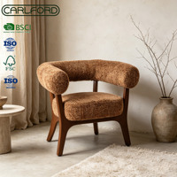 Fauteuil d'appoint moderne en velours côtelé avec accoudoirs côtelés, fauteuil individuel avec pieds en bois, vente en gros pour salon et chambre à coucher