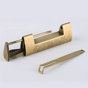 Cadenas horizontal en cuivre pur antique de 12 cm, <span class=keywords><strong>serrure</strong></span> rétro tout en cuivre, loquet <span class=keywords><strong>ancien</strong></span> pour boîte en bois - Product Image 4