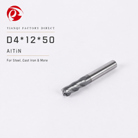 Fraise à queue carrée de haute précision, revêtue d'étain, 4 dents, en carbure, certifiée CE, OEM/ODM Allemagne pour usinage CNC
