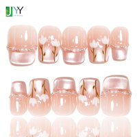 Fabricant de faux ongles à presser personnalisés à marque privée, peints à la main, motif floral, en gel brillant, faits à la main, collection Jardin des rêves, vente en gros