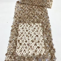 Nouvelle Collection 2025 – Tissu en Dentelle Perlée Dorée avec Perles et Paillettes pour Robe de Soirée Femme