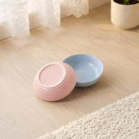 Gamelle en céramique simple, unie ou rayée, à fond profond, grande capacité, anti-renversement, pour chien et chat, pour nourriture et eau, vente en gros