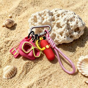 Llavero de PVC suave con diseño minimalista creativo de oxígeno para buceo, para aletas, gafas, amuleto de pareja, colgante para bolso, pequeño regalo - Product Image 3