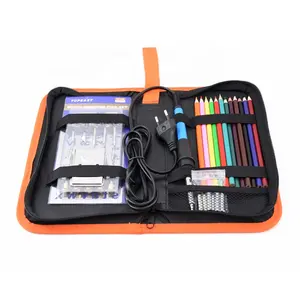 60 W के साथ स्विच 12 pcs रंगीन पेंसिल लकड़ी जलती कलम टांका उपकरण शिल्प उपकरण सेट Pyrography किट टिप्स