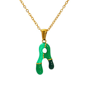 Fashion Letter Necklace Pendant Stainless Steel Colorful Enamel Alphabet Chain Daily Wear Gift Jewelry - Product Image 5