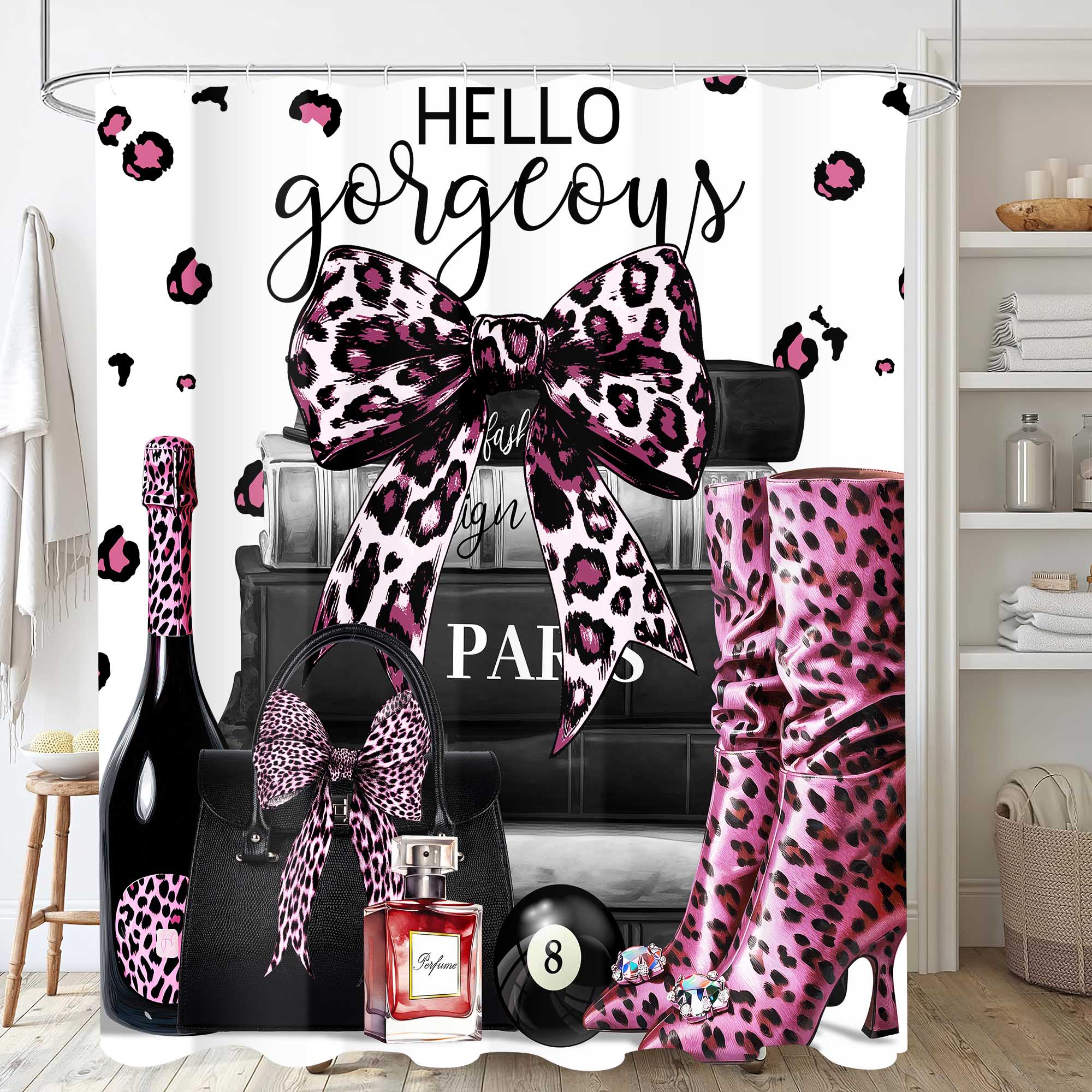 JY170 (6) Pink Leopard Bow & Perfume