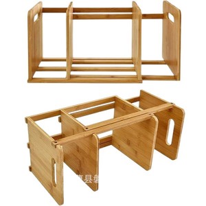 Wooden Extendable Bookshelf For <b>Desktops</b> Solid Wood Book Organizer Adjustable Storage Rack For Students And Children - Product Image 5