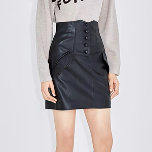 Falda corta roja caliente de cintura alta de diseño de moda 2317, falda de <span class=keywords><strong>cuero</strong></span> genuino multicolor, <span class=keywords><strong>minifalda</strong></span> de piel de oveja - Product Image 5