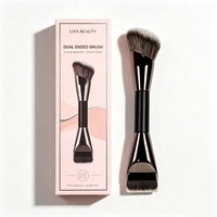 Private Label Schwarzer Doppelendiger Kosmetikpinsel mit Umweltfreundlichem Design für Beauty-Marken Professionelle Make-up-Anwendung