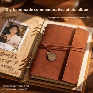 Erinnerungsbuch für Paare, selbstklebend, handgefertigt, im Fotorahmenformat, handgemachtes Fotoalbum, Sekretärinbuch - Product Image 1