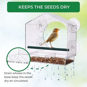 Mangeoire à oiseaux acrylique oiseau transparent bol ventouse pour animal de compagnie - Product Image 6