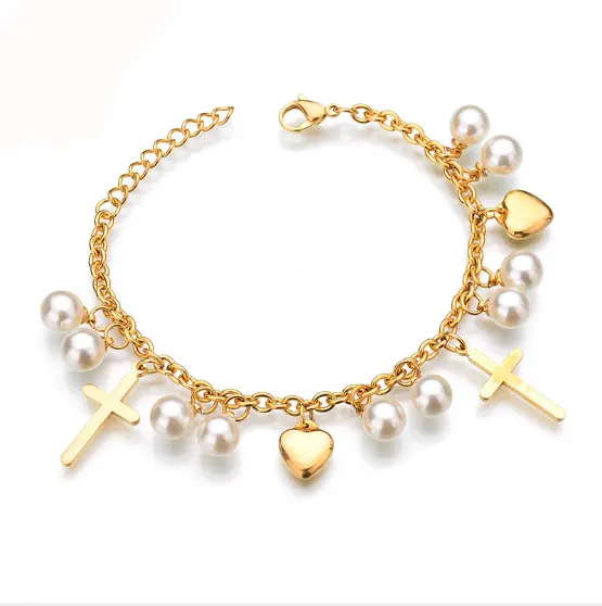 Bracelets en titane personnalisés pour femmes et hommes, bijoux personnalisés, perle croisée, en acier inoxydable, style tendance, nouvelle collection
