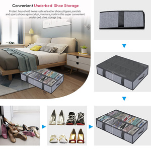 Under Bed <b>Shoe</b> Storage <b>Box</b> Transparent Foldable Non Woven Fabric Organizer Rectangle Space Saving Clothing Storage Bag - Product Image 4