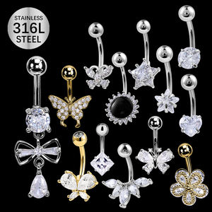 Bijou de <span class=keywords><strong>Ventre</strong></span> Acier Inoxydable <span class=keywords><strong>Piercing</strong></span> de Nombril Papillon Pendant Anneau de Nombril Bijoux Corporels - Product Image 1
