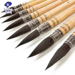 Haute qualité artiste brosse écureuil cheveux vadrouille en forme aquarelle brosse en bois laque poignée peinture pinceaux - Product Image 4