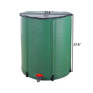 50 Gallon 500D PVC Rain Barrel Water Collector With Support Rod