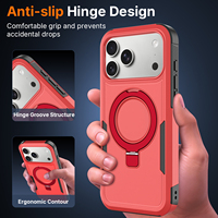 Coque de protection antichoc rouge de haute qualité pour iPhone 17 18 Pro Max avec support de raquette, anti-chute, antidérapante, armure magnétique pour téléphone portable