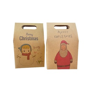Christmas Kraft Paper Gable <b>Box</b> With Handle Foldable Candy Cookie Gift Packaging <b>Party</b> Favor Treat <b>Box</b> - Product Image 6