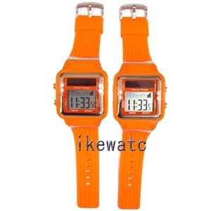 Orange color fashion waterproof solar powered sports wrist watch