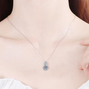 <b>Fine</b> Jewelry 1ct Round Cut Diamond Moissanite <b>Pendant</b> <b>Necklace</b> for Women - Product Image 2