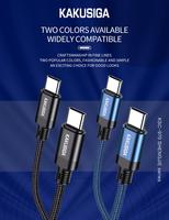 Câble de charge rapide intelligent KAKUSIGA de haute qualité 60W, câble tressé en alliage d'aluminium de type C à type C pour téléphone portable