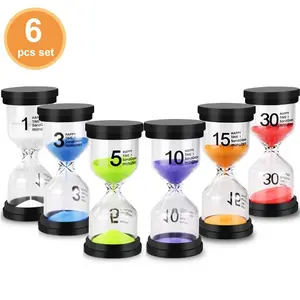 Factory Price Sand Hourglass Timer 1 3 5 10 15 30 mins in One Paper Box Glass Sand Timer Set