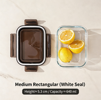 Boîte de conservation alimentaire en verre de 640 ml, compatible micro-ondes, avec couvercle noir anti-fuite, pour l'organisation des repas quotidiens des étudiants