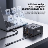 Nouveau chargeur de bureau multifonctionnel ignifuge au nitrure de gallium 550W pour ports USB, câble rétractable, charge rapide PD