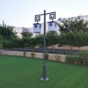 Lampe solaire LED de jardin à double tête IP65, éclairage extérieur pour allée, lumière blanc chaud, contrôle par capteur, corps en alliage d'aluminium, utilisation paysagère - Product Image 4