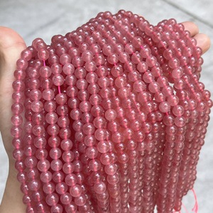Perles de quartz fraise 7A en vrac pour la fabrication de bijoux faits main, accessoires en pierre naturelle de qualité supérieure, vente directe usine Yiwu - Product Image 1