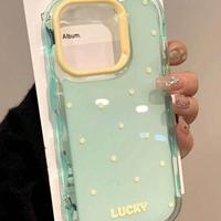 Coque de téléphone portable tendance jaune à pois pour iPhone 16 17 Air Pro Max, coque antichoc, coque arrière en gelée ondulée