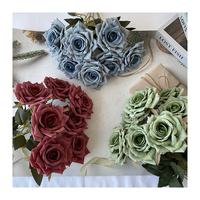 Fleur artificielle QYY de haute qualité à prix d'usine, rose diamant à 7 têtes en soie enduite Wenjuan