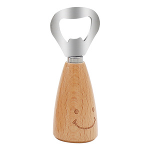 Abridor de Botellas de Acero Inoxidable con Mango de Madera, Diseño de Cara Sonriente, Estilo Retro, para Chef Season Show - Product Image 3