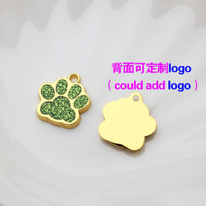 HC522 Dijes Colgantes de Esmalte Brillante con Huellas de Pata de Gato, Perro y Oso, Color Metal Dorado, 16x18mm, para Llaveros y Collares de Mascota - Product Image 6