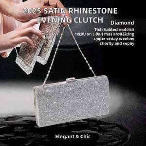 Sac à main de soirée luxueux en dentelle orné de diamants, pochette de banquet scintillante en strass, sac bandoulière pour femme - Product Image 2