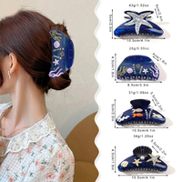 Pinces à cheveux en acrylique avec design élégant pour femmes, accessoires de haute qualité, griffe à cheveux de requin et étoile de mer en strass, vente en gros