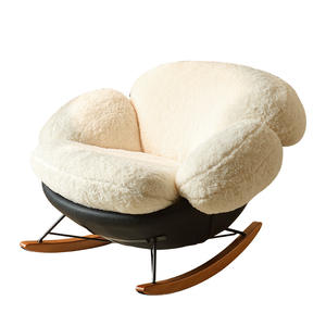 Fauteuil à bascule Trèfle à quatre feuilles, rembourrage en laine d'agneau de qualité supérieure, mousse, chaise de salon, design inclinable - Product Image 3