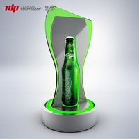 TERMEIN Présentoir Portable en Acrylique sur Mesure pour Bouteille Unique avec Base Lumineuse LED