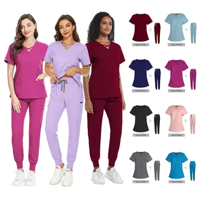 Uniforme de gommage personnalisé pas cher médecin infirmière hôpital médical élastique grande taille col en v gommage uniforme ensemble infirmière gommage pour les femmes - Product Image 5