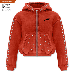 <span class=keywords><strong>Felpa</strong></span> <span class=keywords><strong>con</strong></span> cappuccio in stile Street americano <span class=keywords><strong>con</strong></span> cappuccio in stile Denim <span class=keywords><strong>blu</strong></span> completo <span class=keywords><strong>con</strong></span> Zip pesante oversize <span class=keywords><strong>con</strong></span> cappuccio in strass Hip Hop - Product Image 2